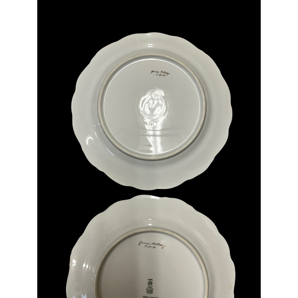 Schumann Arzberg Bavaria White Elegance Gold Encrusted Monogram Plates Set of 5 - Picture 10 of 11